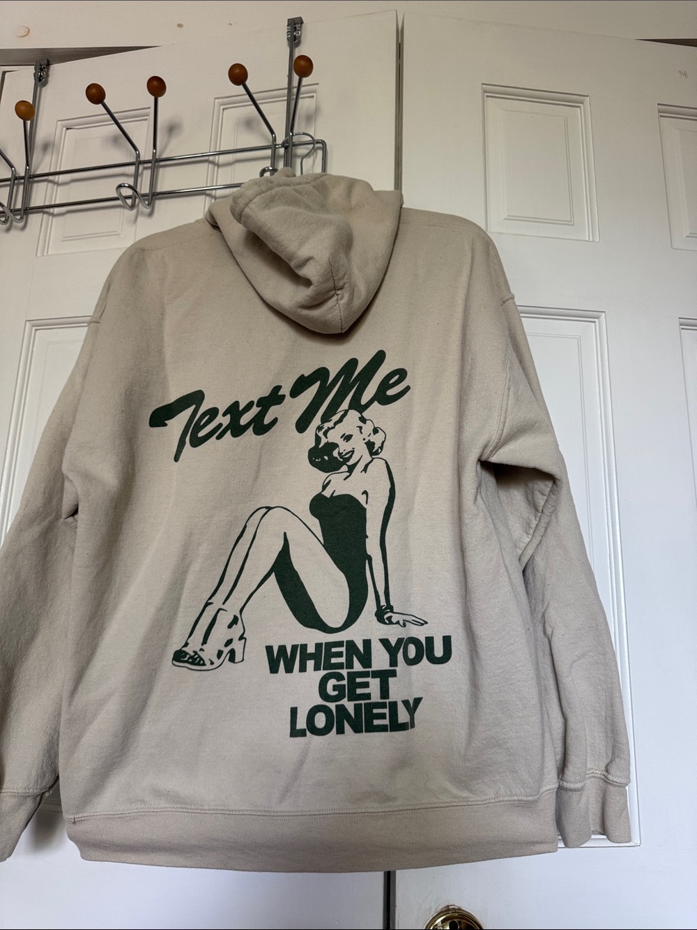 Lonely Ghost Text Me When You Get Lonely Hoodie Beige Large